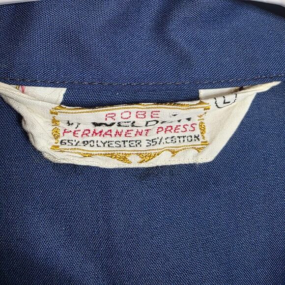 Vintage 70s Weldon Navy Mod Robe Jacket w/ Red White Trim Belted, sz Large - Picture 5 of 5